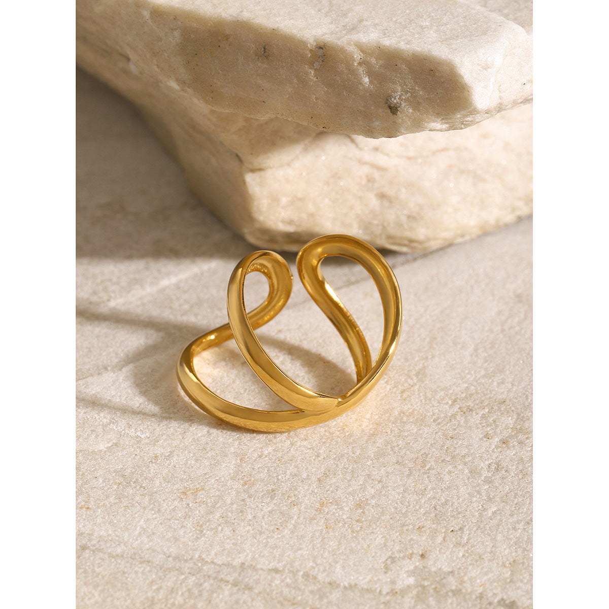 Polished 18k gold stainless steel ring