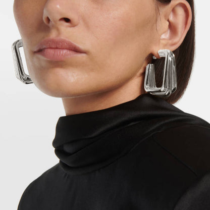 Three-layer square polished earrings