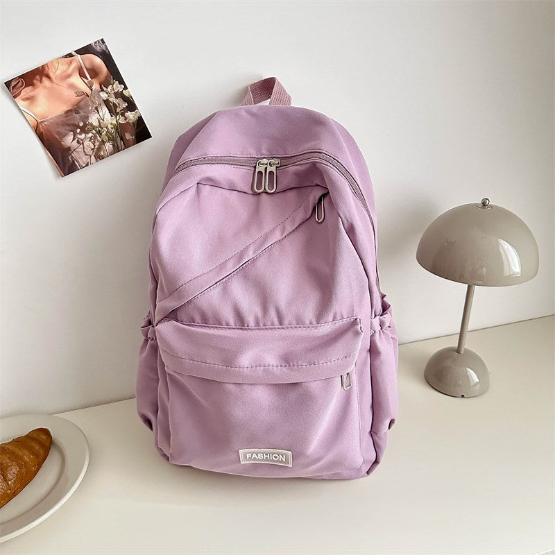 Korean version solid color schoolbag backpack