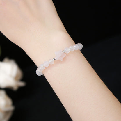 7A Natural White Agate Powder Crystal Pentagram Bracelet