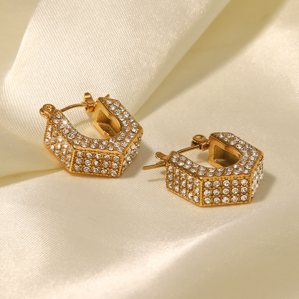 Geometric white diamond earrings