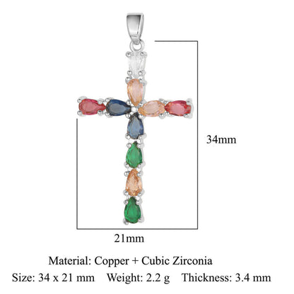 Cross Copper Micro-Inlaid Zirconia Pendant