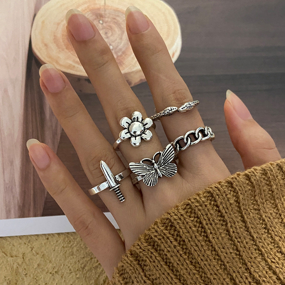 New Sword Flower Ring Set 5-piece