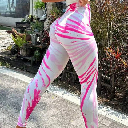 Seamless Peach Tie-Dye Yoga Pants