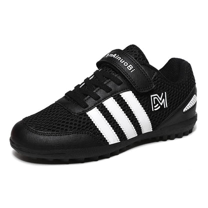 Spring-Summer Mesh Breathable Kids Velcro Turf Soccer Shoes