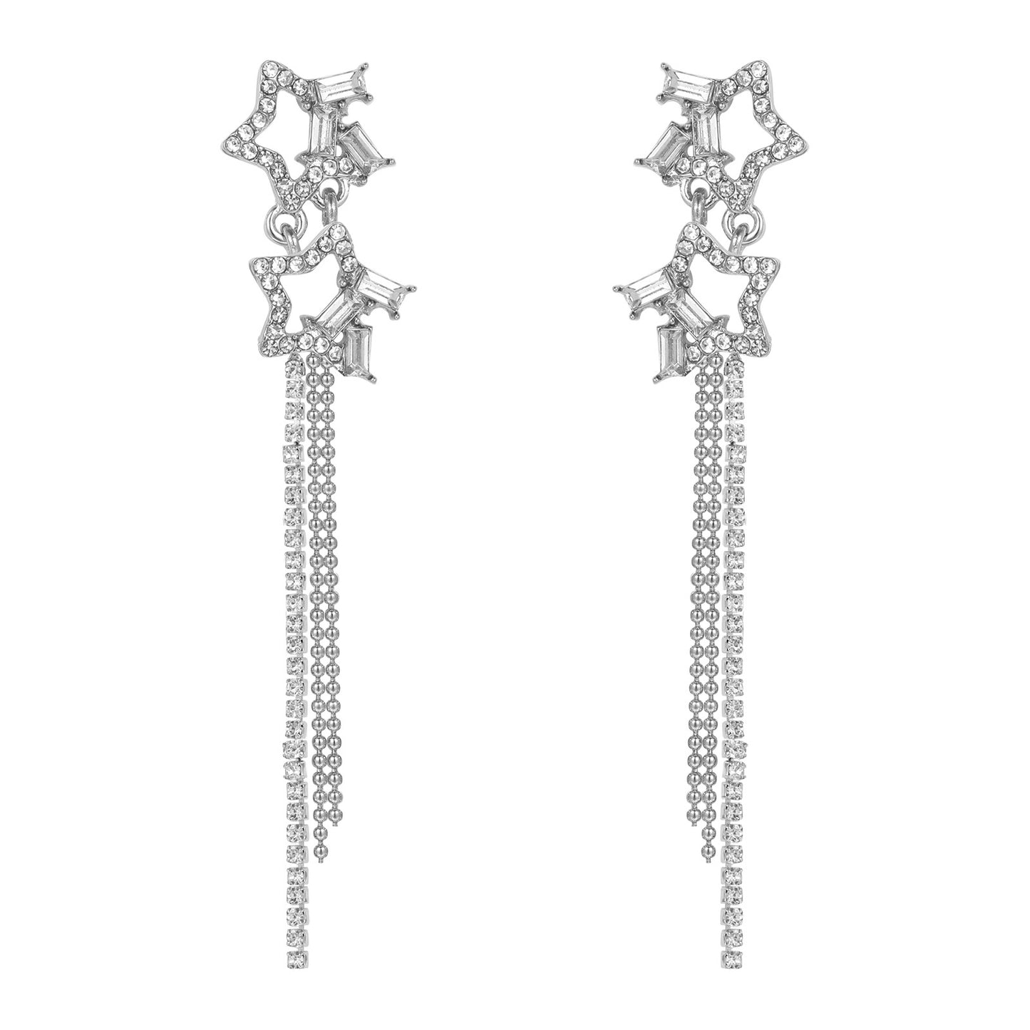 Rhinestone Star Decor Drop Earrings