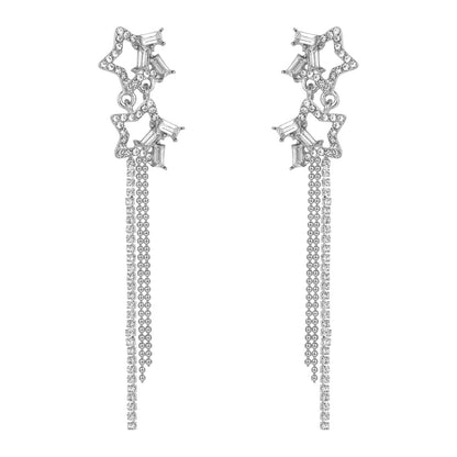 Rhinestone Star Decor Drop Earrings