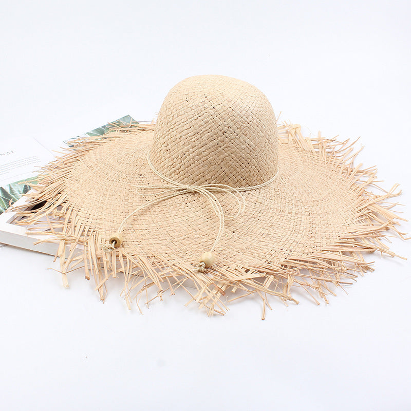 Sombrero de verano para mujer, plegable, de ala ancha, de rafia, para playa 