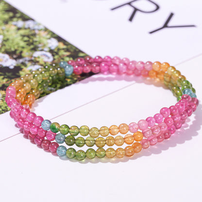 Pulsera multicírculo de turmalina arcoíris transparente de hielo natural 7A 