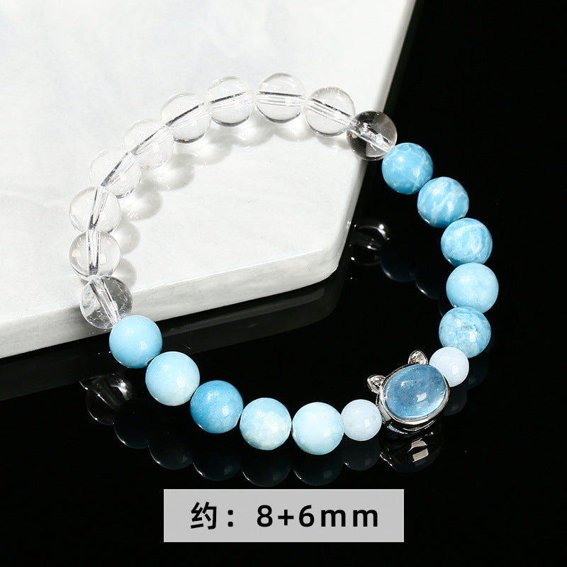 7A Natural White Crystal Sea Pattern Stone Bracelet