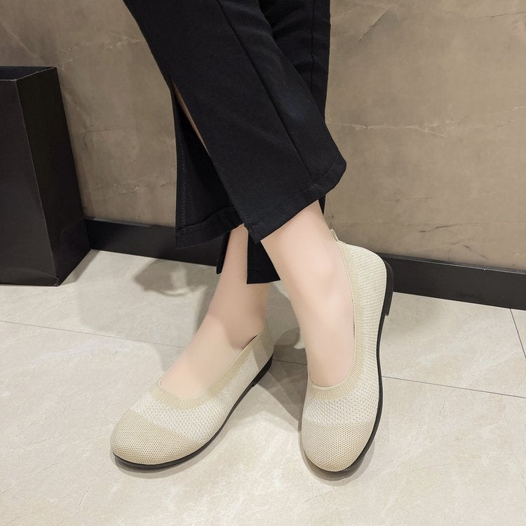 Knitted breathable soft-soled women's shoes