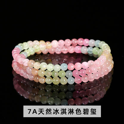 Pulsera multicírculo de turmalina arcoíris transparente de hielo natural 7A 