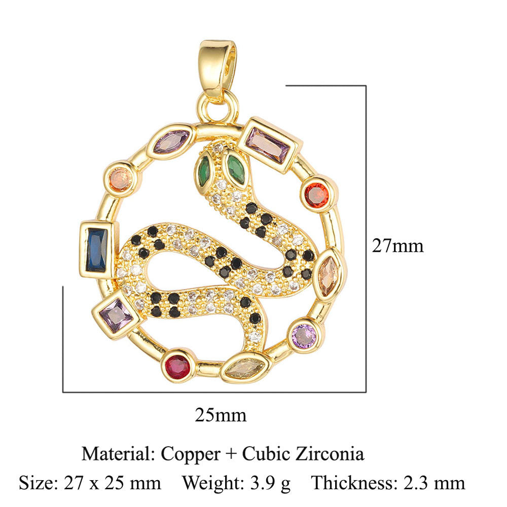 Fly color zirconium copper micro-inlaid necklace pendant