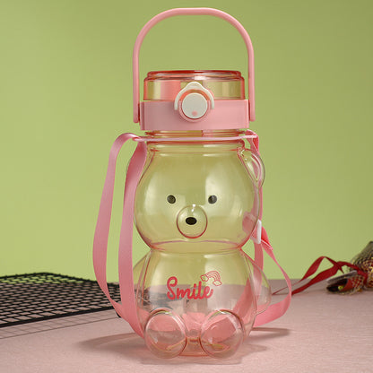 Bear Dual-Drink Plastic Bottle with Strap