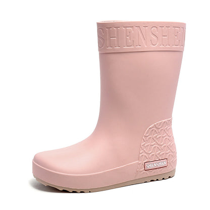 Medium tube fashionable thick-soled wear-resistant rain boots