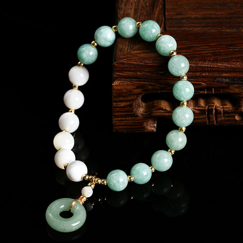 Myanmar jade horseshoe snail shell bead bracelet