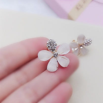 S925 Silver Needle Flower Earrings Jewelry