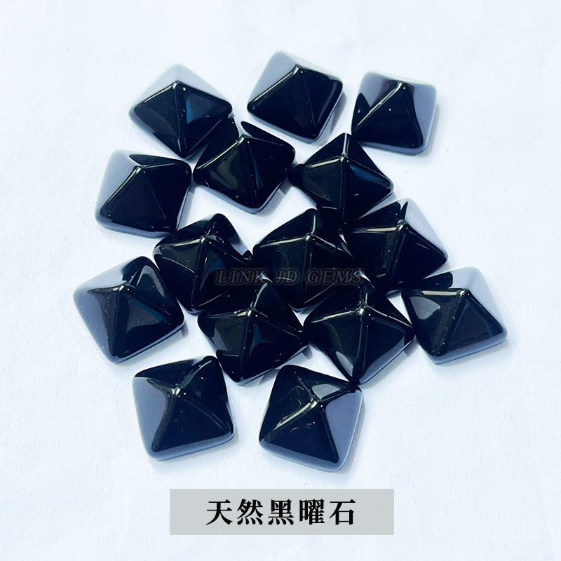 Natural stone crystal pyramid ring loose beads