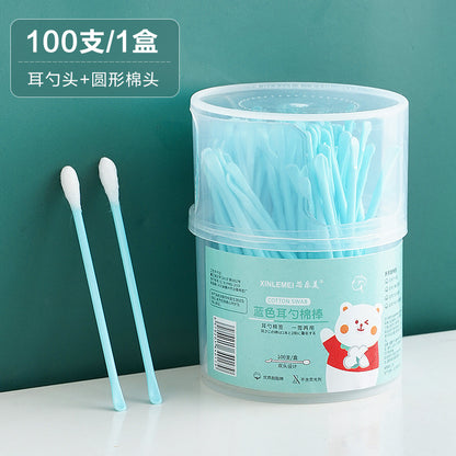 100 Pieces Dual-Use Ear Scoop Cotton Swabs