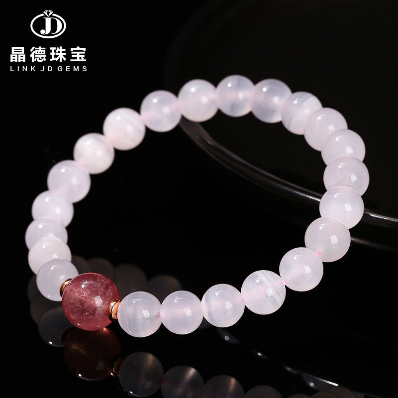 Natural pink calcite bracelet.