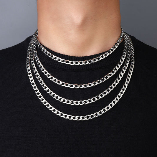 Titanium steel 7mmNK Cuban chain necklace