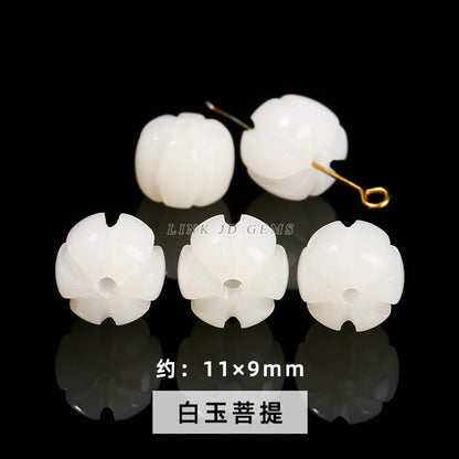 White Jade Bodhi Cat Claw Through Hole Loose Beads