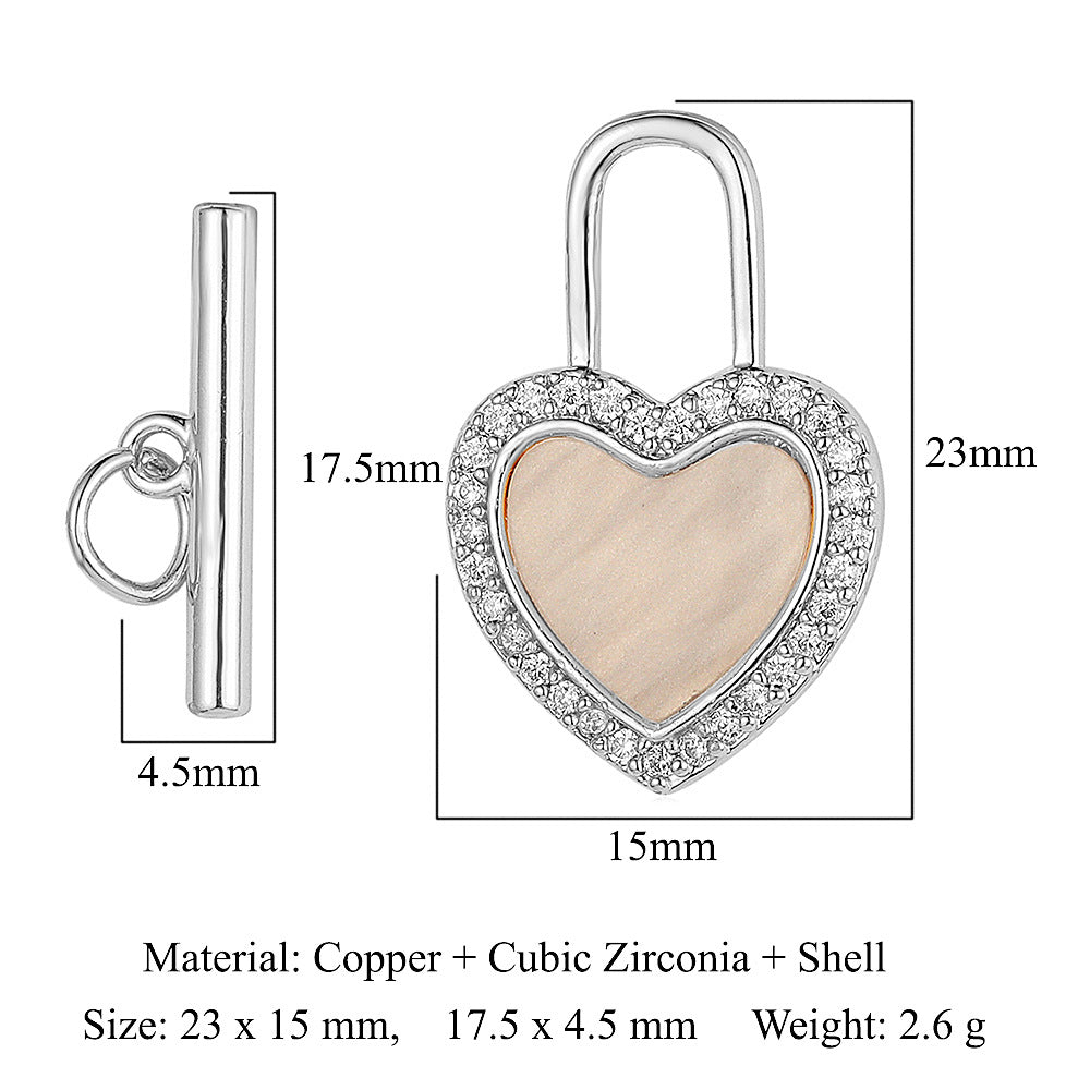 Mother shell love lock copper connecting buckle ending buckle