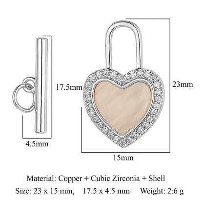 Mother shell love lock copper connecting buckle ending buckle