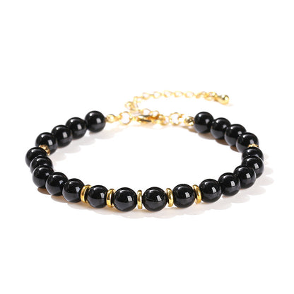 7A Natural Black Agate Powder Crystal Bead Bracelet