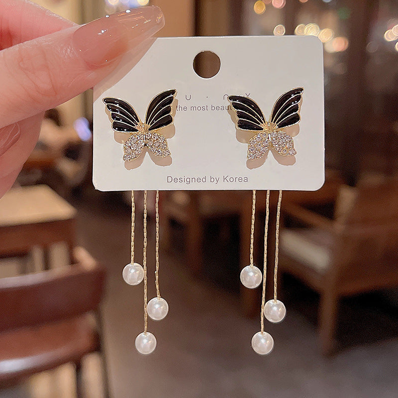 New black butterfly earrings