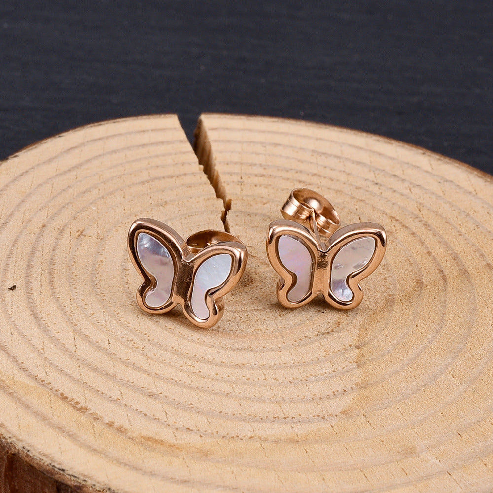 Shell butterfly stud earrings