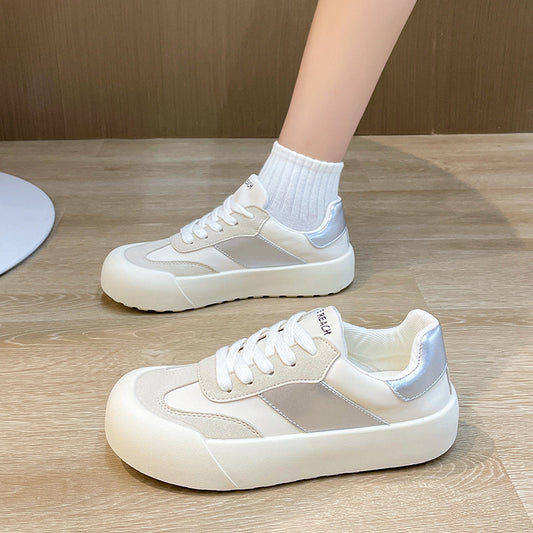 Women's thick-soled white shoes, thin and breathable casual shoes