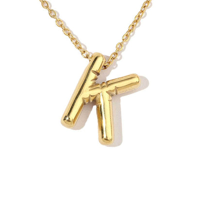 18k real gold titanium steel bubble letter pendant