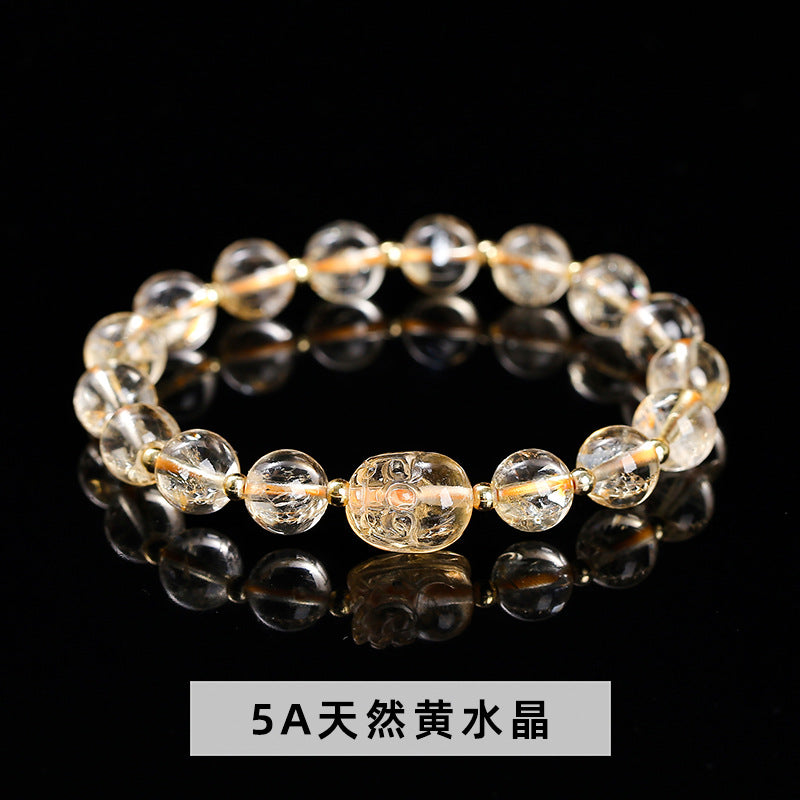 Natural powder crystal Pixiu bracelet.