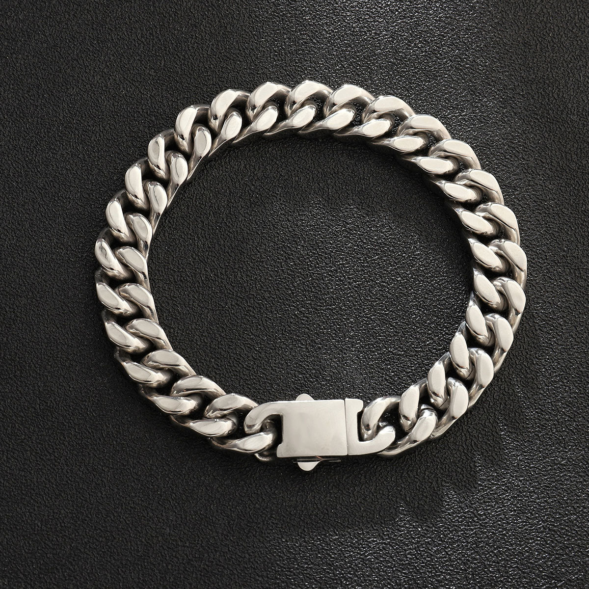 Cuban chain bracelet 11mm encrypted four-sided ground stainless steel