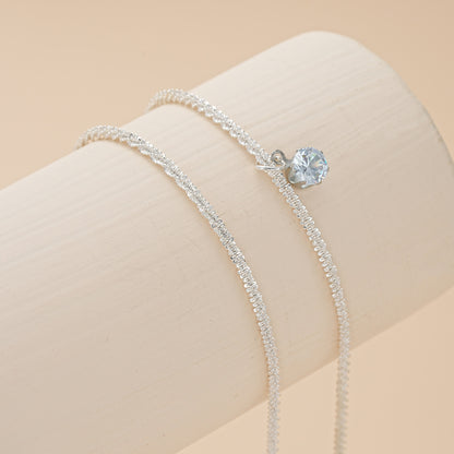 Sparkling zircon anklet 2-piece set