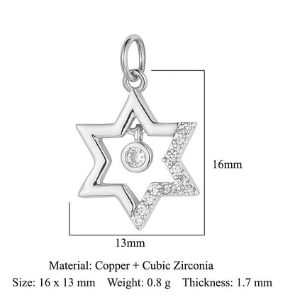 Star of David Copper Zirconia Pendant