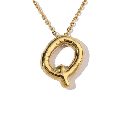 18k real gold titanium steel bubble letter pendant