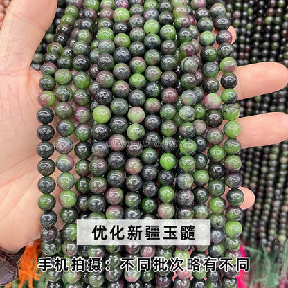 Perlas sueltas de calcedonia de Xinjiang, cuentas redondas de jade de colores 