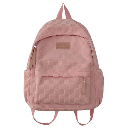 Large capacity simple plaid backpack