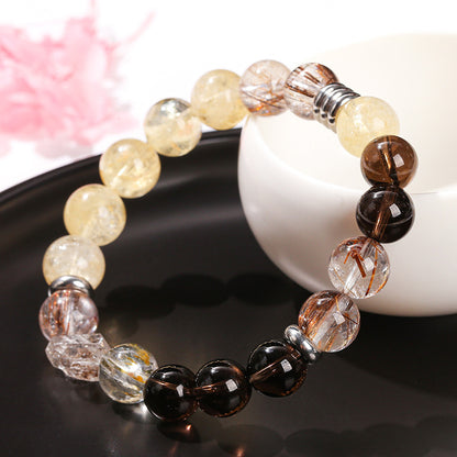 Natural Color Hair Crystal Citrine Mixed String Bracelet