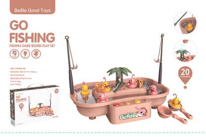 Water Fishing Toy Set for Children, Electric Rotating Bath Light and Music