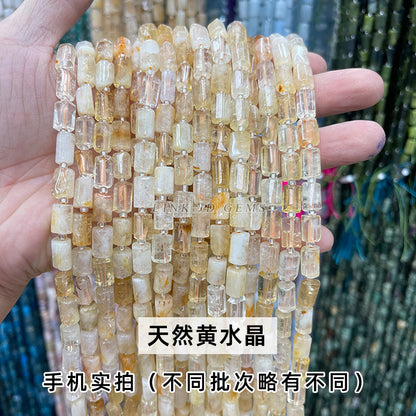 Natural stone crystal cut round tube beads loose beads