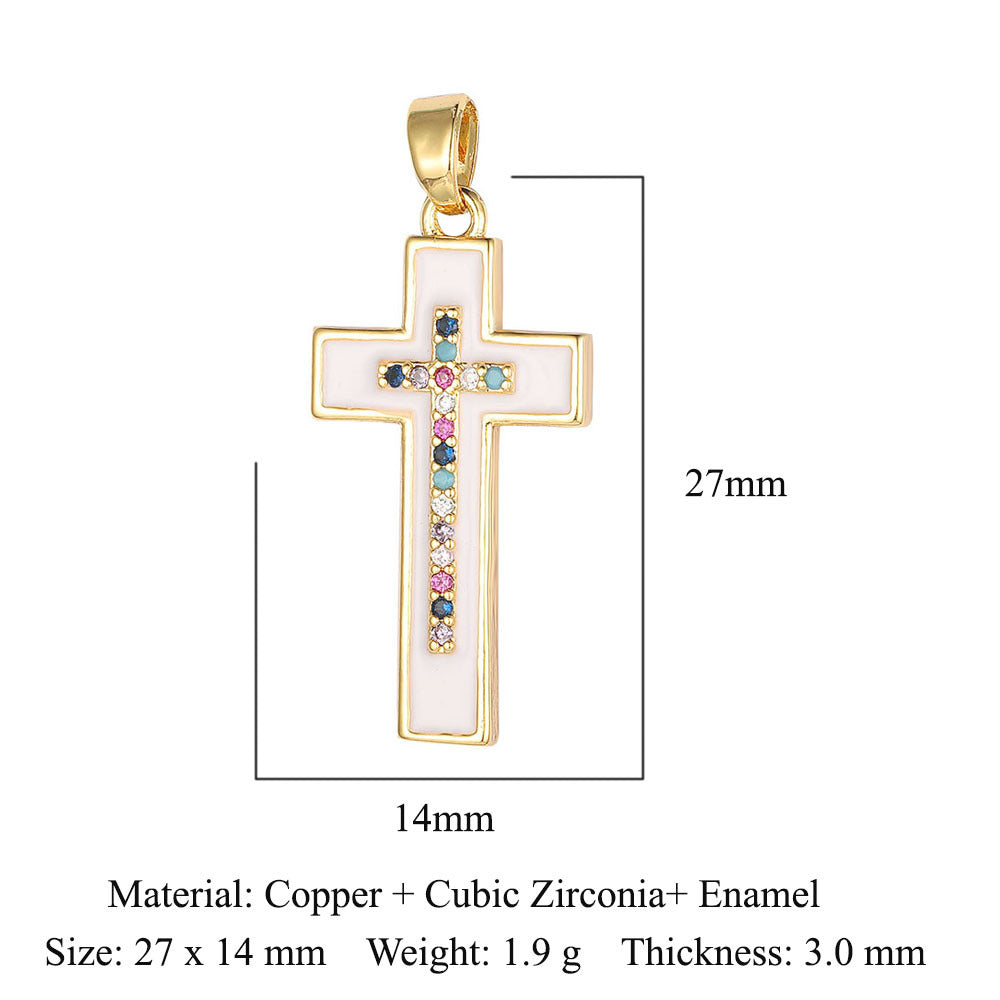 Cross Copper Micro-Inlaid Zirconia Pendant