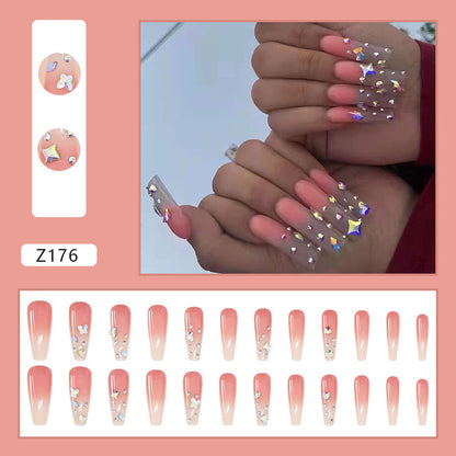 Wearable Gradient Diamond Long Nails