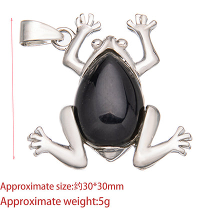 Crystal Gem Alloy Frog Pendant Necklace