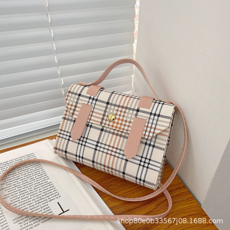 Korean version of portable plaid women's bag