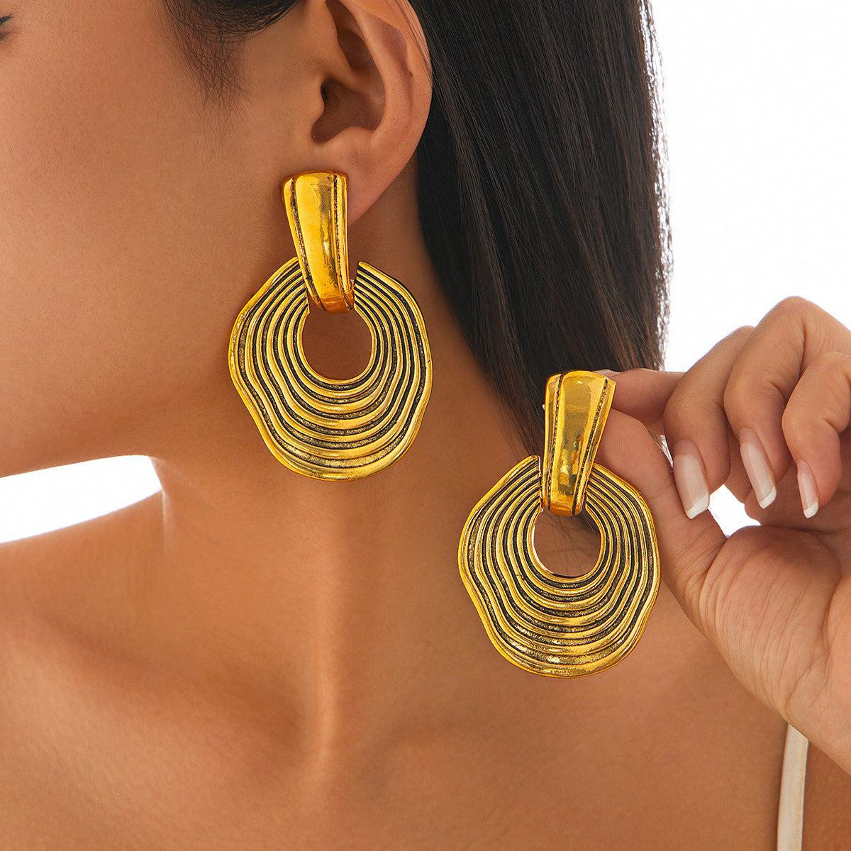 Alloy Wave Textured Earrings for Women