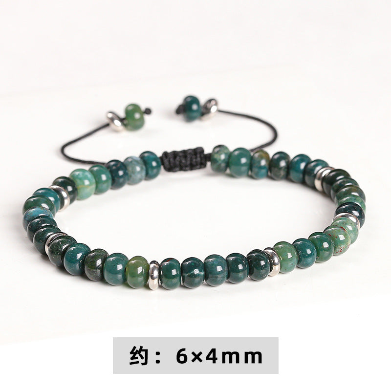 Pulsera tejida con tabletas de ágata acuática natural 