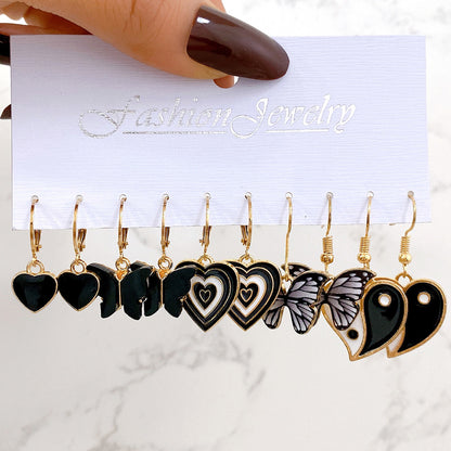 Tai Chi Heart Earrings Black Earrings Wholesale